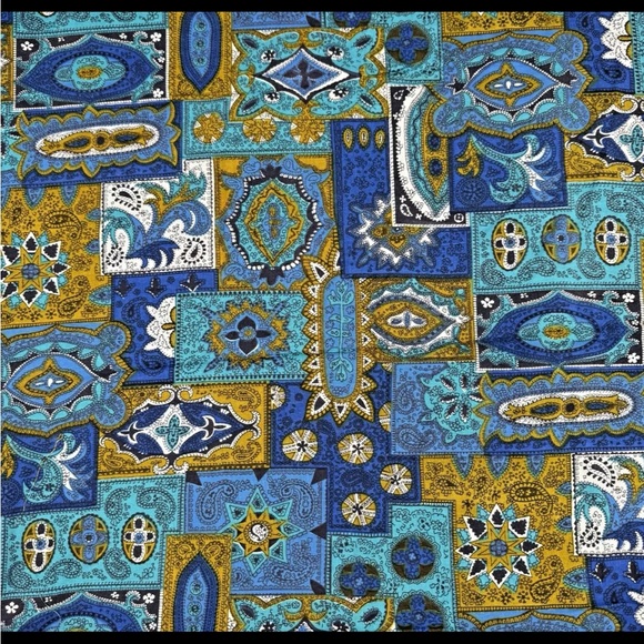 Vintage Other - Vintage MCM Geometric Blue Green Mustard Apparel Fabric 1 yard + 22" x 44"